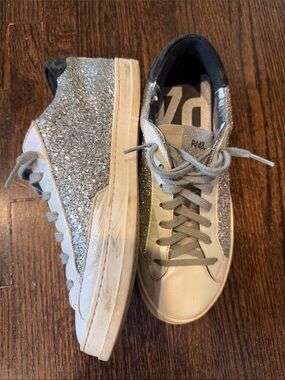 P448 Silver Glitter Low-Top Sneakers -